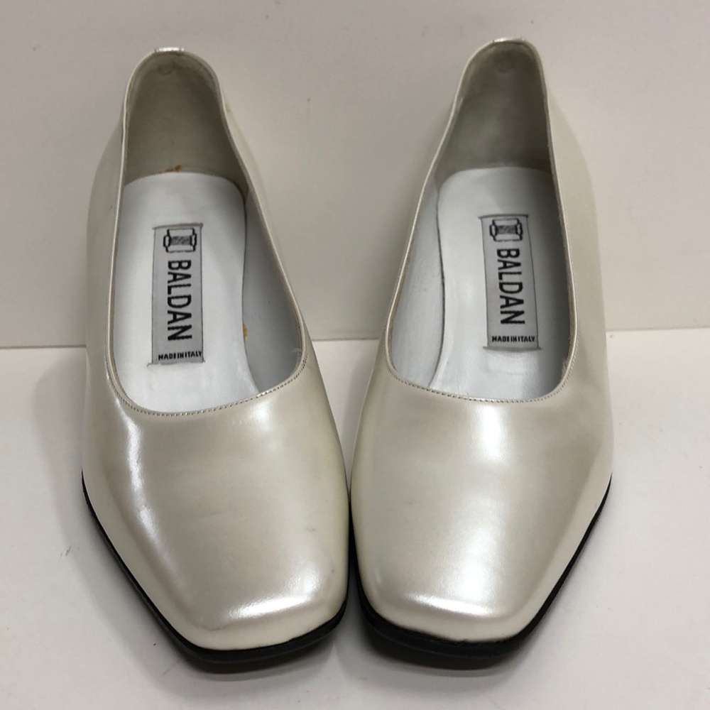 Baldan Made in Italy White Leather Pump wSilver He